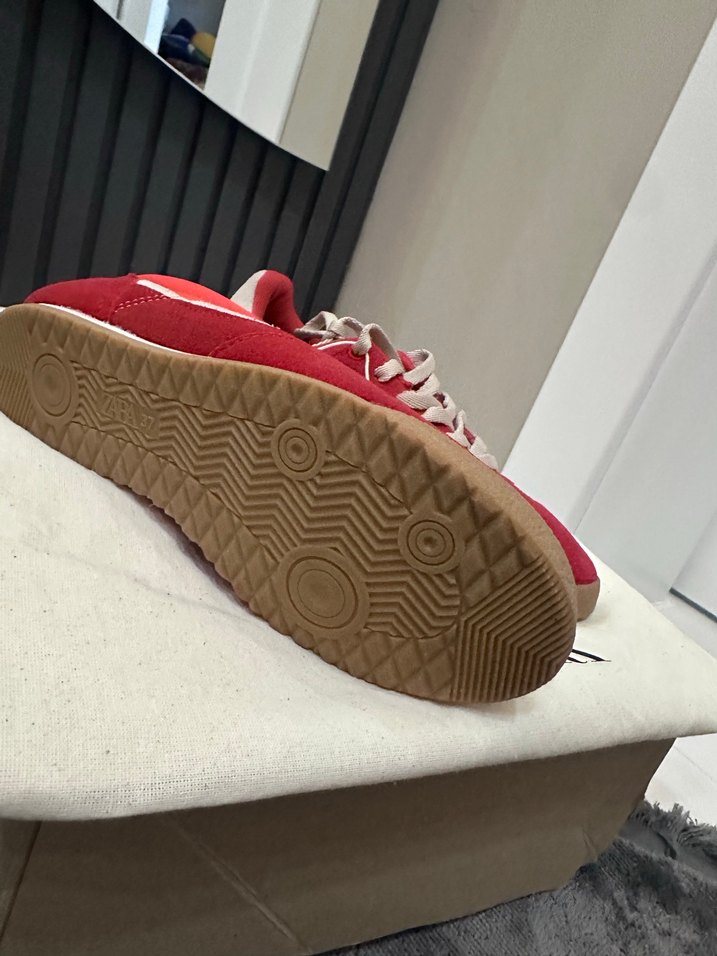 Kırmızı  Kadın Spor Ayakkabı DERİ - Görsel 4