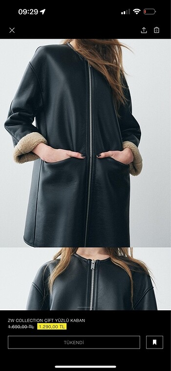 Zara Zara suni yünlü çift taraflı kaban