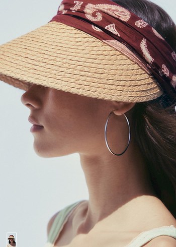 Bej Keten Bohem Şapka - Görsel 2