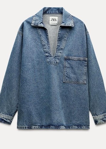 Gri Mavi V Yakalı Kadın Denim Ceket