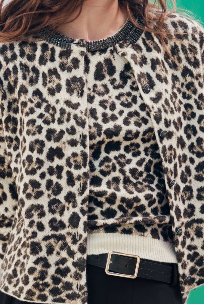 Leopar Desenli Kemerli Kadın Deri Ceket - Görsel 2