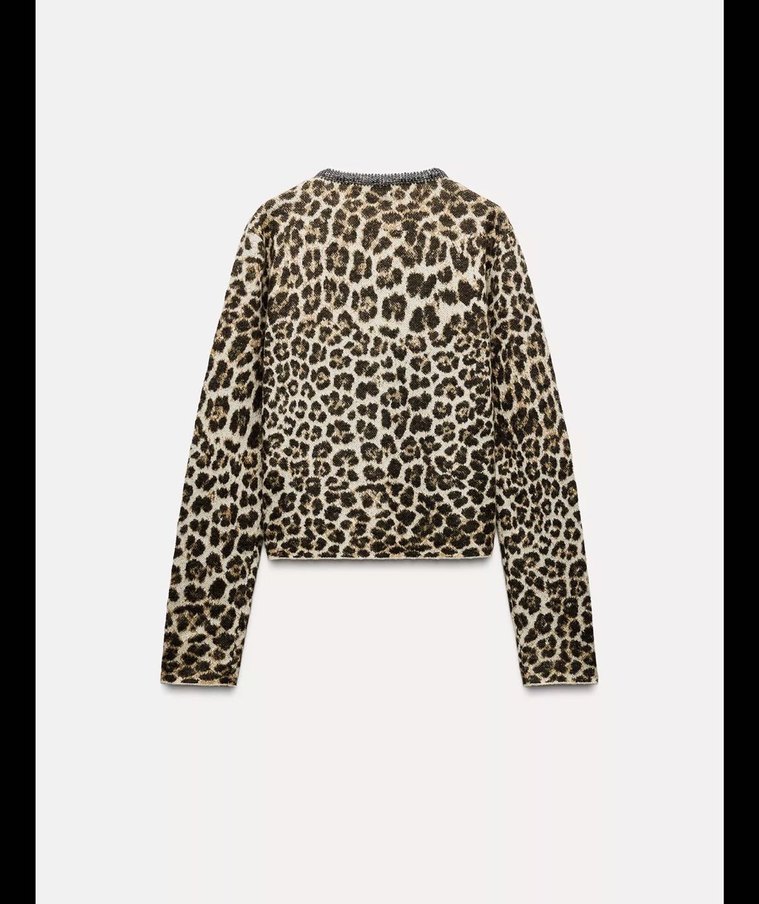 Leopar Desenli Kemerli Kadın Deri Ceket - Görsel 4
