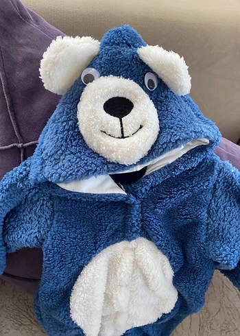 Mavi Peluş Bebek Tulumu Ayıcıklı - Görsel 2