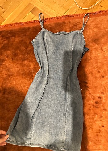 H&M Mavi Parlak Baskılı Fermuarlı Kadın Midi Jean