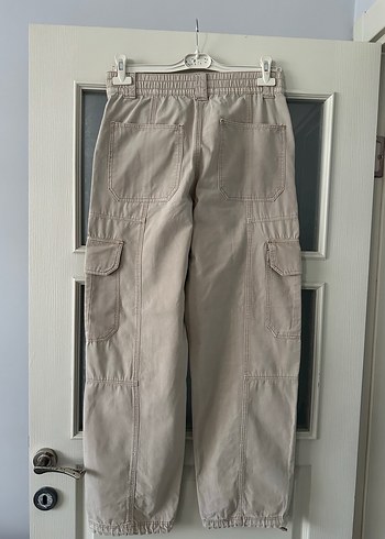 Kadın Keten Bej Kemerli Rahat Pantolon