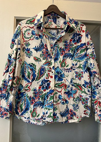 s Beden çeşitli Renk ZARA Çiçek Desenli Uzun Kollu Gömlek