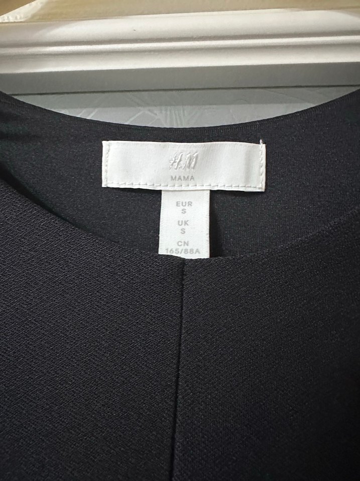 H&M marka Drapeli Siyah Midi Ofis Elbisesi - Görsel 2