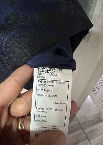 Lacivert V Yakalı Midi Ofis Elbisesi - Görsel 6