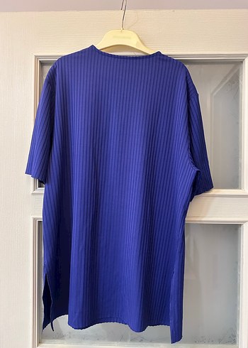 Mavi V Yaka Piliseli Tunik - Görsel 2