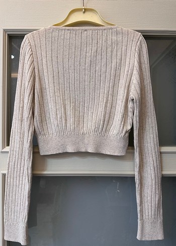 Dilvin Bej Fırfırlı crop Triko Kadın Kazak - Görsel 4