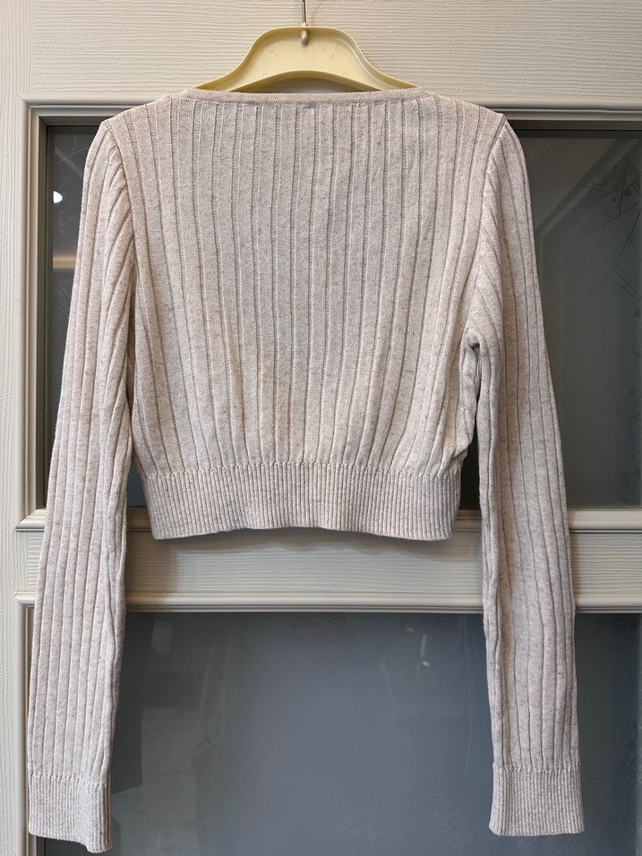 Dilvin Bej Fırfırlı crop Triko Kadın Kazak - Görsel 4