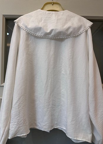 Düğmeli Beyaz  Bohem Kadın Gömlek - Görsel 4