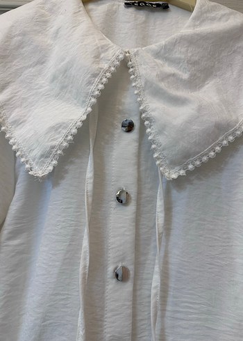 Düğmeli Beyaz  Bohem Kadın Gömlek - Görsel 2
