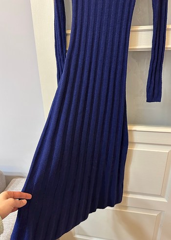 Mango Lacivert Fitilli Uzun Triko Elbise - Görsel 3