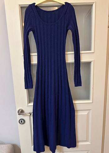Mango Lacivert Fitilli Uzun Triko Elbise - Görsel 2