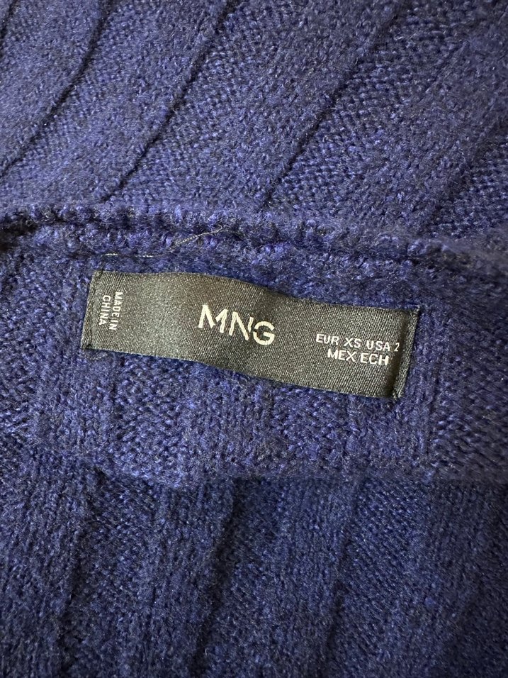 Mango Lacivert Fitilli Uzun Triko Elbise - Görsel 5