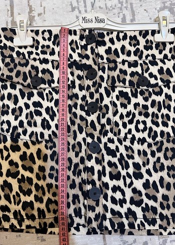 Mango Düğmeli Leopar Desenli Mini Etek - Görsel 4