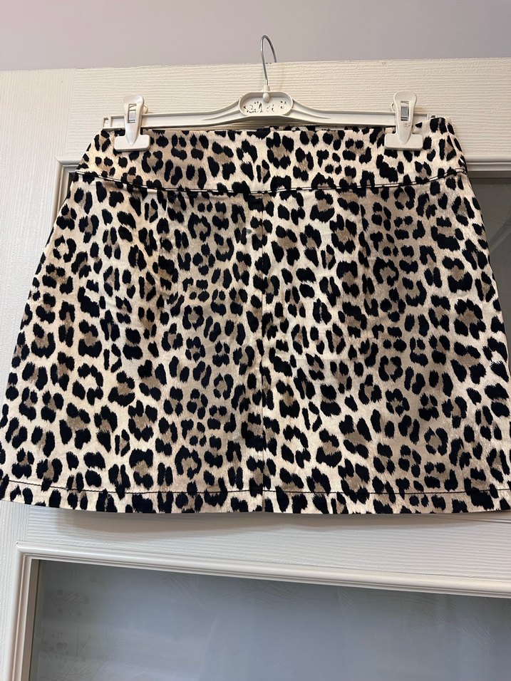 Mango Düğmeli Leopar Desenli Mini Etek - Görsel 3