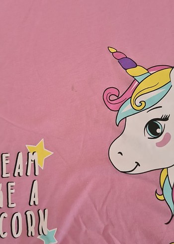 LC Waikiki Pembe Kız Çocuk Unicorn Baskılı Tişört