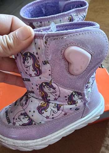 Mor Unicorn Desenli Kız Çocuk Botu Velcro