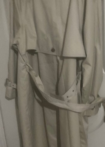 Bej Uzun Kadın Trençkot Kemerli - Görsel 4