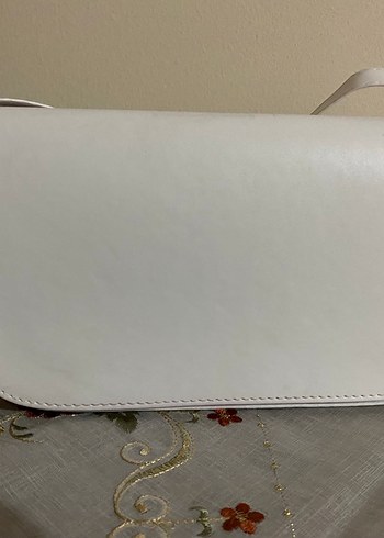 Beyaz Sert Clutch Deri Kadın Çantası