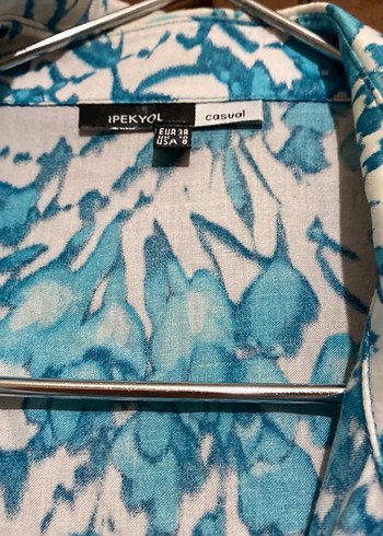 ipekyol Mavi Batik Desenli Kolsuz Gömlek