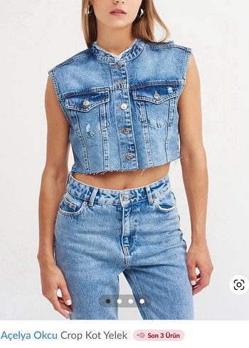 Zara Açelya okçu Crop kot yelek