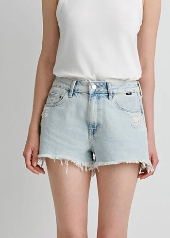 Mavi Jeans Buz mavi yırtıklı denim şort