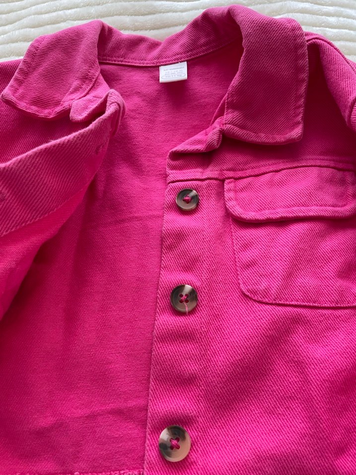 Kız Çocuk Düğmeli Pembe Ceket - Görsel 2