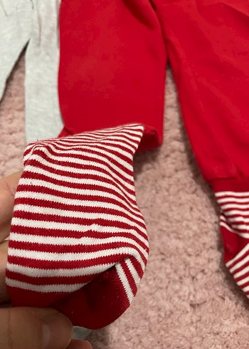 Kız Çocuk Kırmızı ve Gri Dar Kesim Pantolon - Görsel 2
