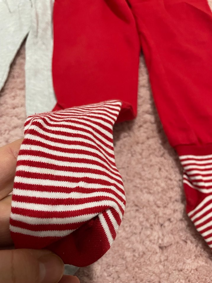 Kız Çocuk Kırmızı ve Gri Dar Kesim Pantolon - Görsel 2