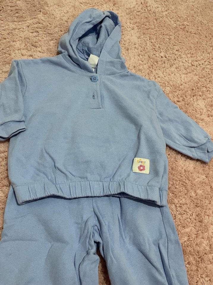 Mavi Kapüşonlu Bebek Takım - Görsel 2