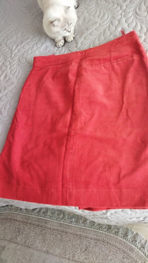 Kırmızı Midi Hamile Piliseli Etek - Görsel 2