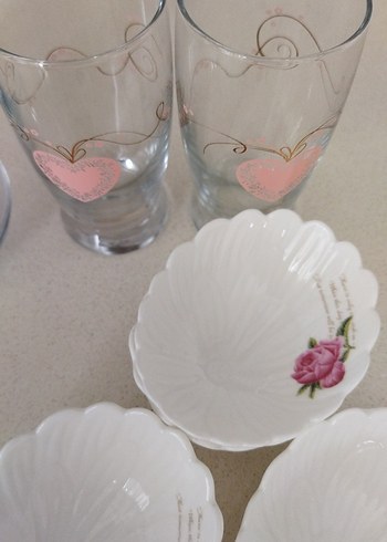 Çiçek Desenli Beyaz Porselen Kase Seti - Görsel 2