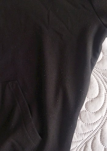 Siyah Fermuarlı Kapüşonlu Kadın Sweatshirt - Görsel 3