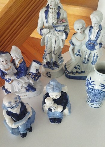 Mavi Temalı Seramik Figürinler Seti - Görsel 2