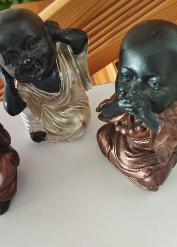 Kahverengi ve Koyu Renkli Üçlü Biblo Seti - Görsel 3