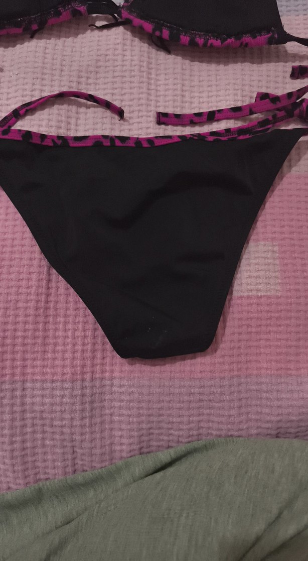Pembe Leopar Desenli Dagi marka  üstü püskül Detaylı Bikini - Görsel 4