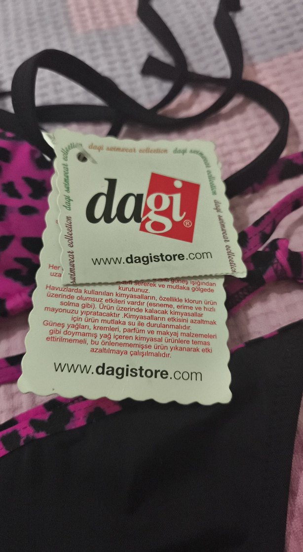 Pembe Leopar Desenli Dagi marka  üstü püskül Detaylı Bikini - Görsel 5