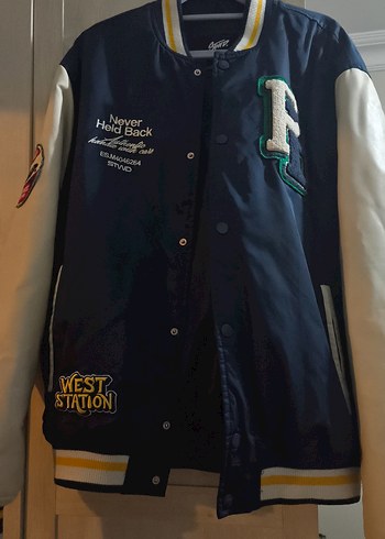 Lacivert Kırık Beyaz Spor Kolej Ceket 40 Beden - Görsel 3