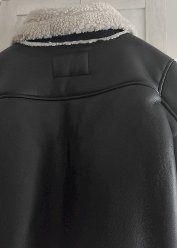 Kürk Detaylı Siyah Deri Kadın Ceket - Görsel 7
