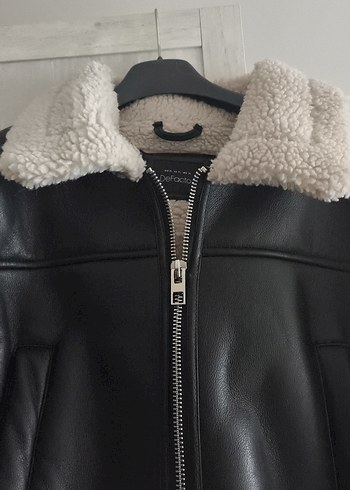 Kürk Detaylı Siyah Deri Kadın Ceket - Görsel 2