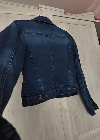 Kadın Lacivert Kot Ceket Düğmeli - Görsel 7