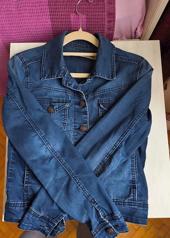 Kadın Lacivert Kot Ceket Düğmeli - Görsel 8