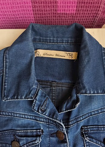 Kadın Lacivert Kot Ceket Düğmeli - Görsel 6