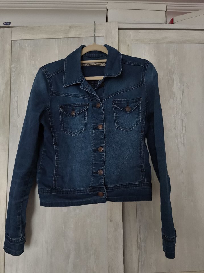 Kadın Lacivert Kot Ceket Düğmeli - Görsel 2