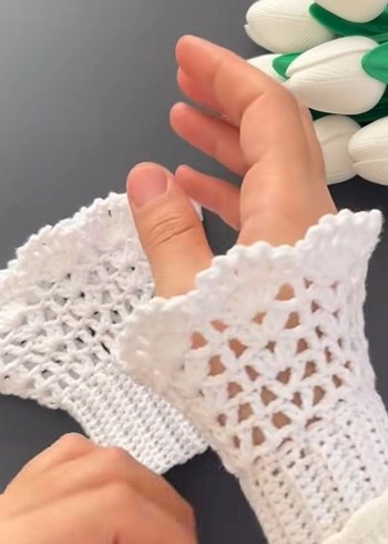 Bordo Örgü Bohem Kadın Eldiveni - Görsel 16