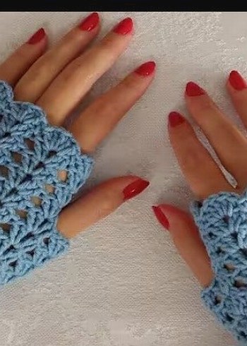 Bordo Örgü Bohem Kadın Eldiveni - Görsel 2