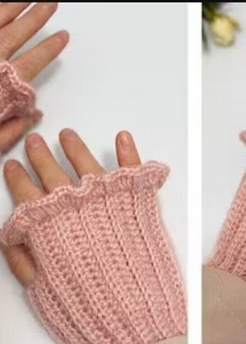 Bordo Örgü Bohem Kadın Eldiveni - Görsel 7